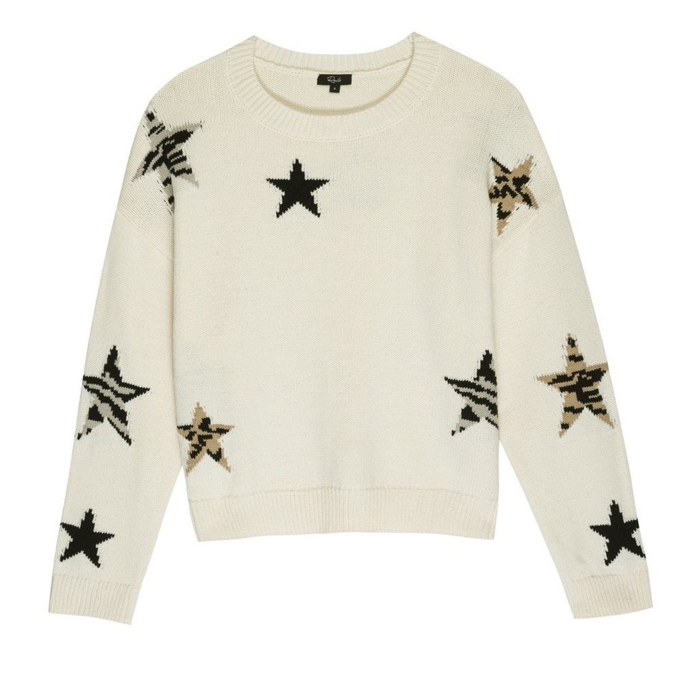 Rails Cream Sweater with Black and Brown Star Patterns